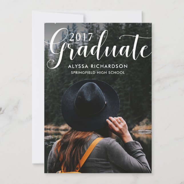 Invitación Tipografía de moda | Foto Partido de Graduación (Anverso)