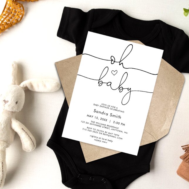 Invitación Tipografía de moda Género Baby Shower neutral (Subido por el creador)