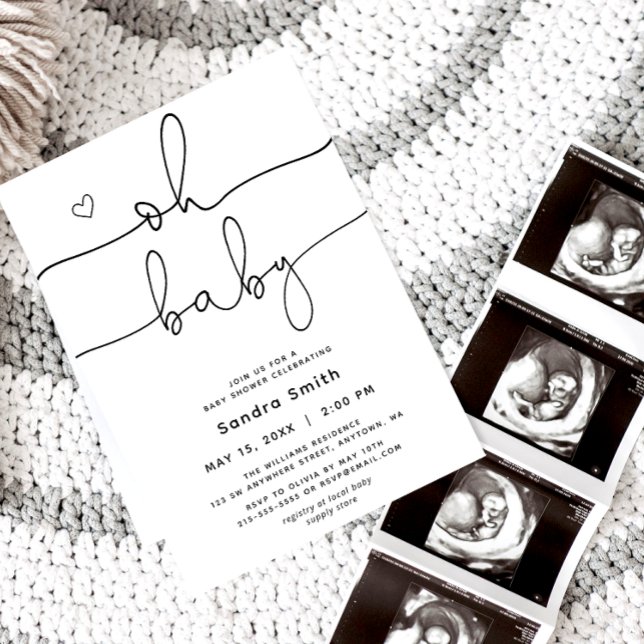 Invitación Tipografía de moda Género Baby Shower neutral (Subido por el creador)