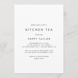 Invitación Tipografía de moda Kitchen Tea Bridal Shower