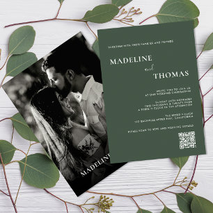 Invitación Tipografía de Moda moderna Boda de fotografía verd