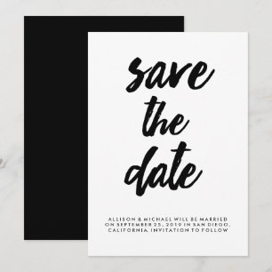 Invitación Tipografía de moda negro y blanco guardar la fecha