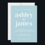 Invitación Tipografía de Moda simple Boda de brillo azul<br><div class="desc">La invitación a la boda, sencilla y de moda, presenta una tipografía blanca, elegante y moderna con un fondo de brillo azul. Simplemente agregue los detalles de su boda. Diseñado exclusivamente para usted por Happy Dolphin Studio. Si necesita ayuda o productos coincidentes, póngase en contacto con nosotros en happydolphinstudio@outlook.com. ¡Estamos...</div>
