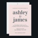 Invitación Tipografía de Moda simple Boda rosa Pastel<br><div class="desc">Una sencilla y moda invitación a las bodas incluye una tipografía elegante, elegante y moderna de color negro sobre un fondo rosa pastel. Simplemente agregue los detalles de su boda. Diseñado exclusivamente para usted por Happy Dolphin Studio. Si necesita ayuda o productos coincidentes, póngase en contacto con nosotros en happydolphinstudio@outlook.com....</div>