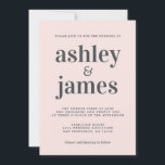 Invitación Tipografía de Moda simple Boda rosa Pastel<br><div class="desc">Una sencilla y moda invitación a las bodas incluye una tipografía elegante, elegante y moderna de color negro sobre un fondo rosa pastel. Simplemente agregue los detalles de su boda. Diseñado exclusivamente para usted por Happy Dolphin Studio. Si necesita ayuda o productos coincidentes, póngase en contacto con nosotros en happydolphinstudio@outlook.com....</div>