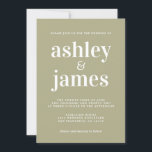Invitación Tipografía de Moda simple Boda verde sabio<br><div class="desc">La invitación a la boda, sencilla y de moda, presenta una tipografía blanca, elegante y moderna con un fondo verde sabio. Simplemente agregue los detalles de su boda. Diseñado exclusivamente para usted por Happy Dolphin Studio. Si necesita ayuda o productos coincidentes, póngase en contacto con nosotros en happydolphinstudio@outlook.com. ¡Estamos encantados...</div>