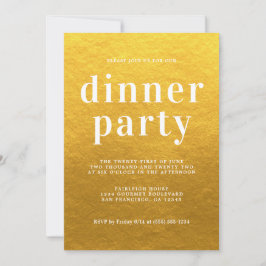 Invitación Tipografía de Moda simple Fiesta de cena de oro cl