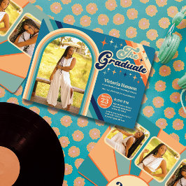 Invitación Tipografía de Naranja azul Graduación del sol de v