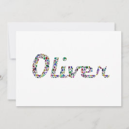 Invitación Tipografía de Oliver con diseño de patrones colori