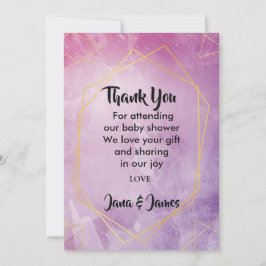 Invitación Tipografía de oro color de agua rosa gracias