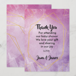 Invitación Tipografía de oro color de agua rosa gracias