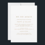 Invitación Tipografía de oro de moda de nuevo prometemos reno<br><div class="desc">Esta tipografía de oro de moda We Do Again promete renovar la tarjeta de invitación es perfecta para una moderna ceremonia de renovación de votos y celebración. El diseño es sencillo y presenta una tipografía minimalista clásica de oro y blanco con un ambiente rústico de boho. Personalizable de cualquier color....</div>
