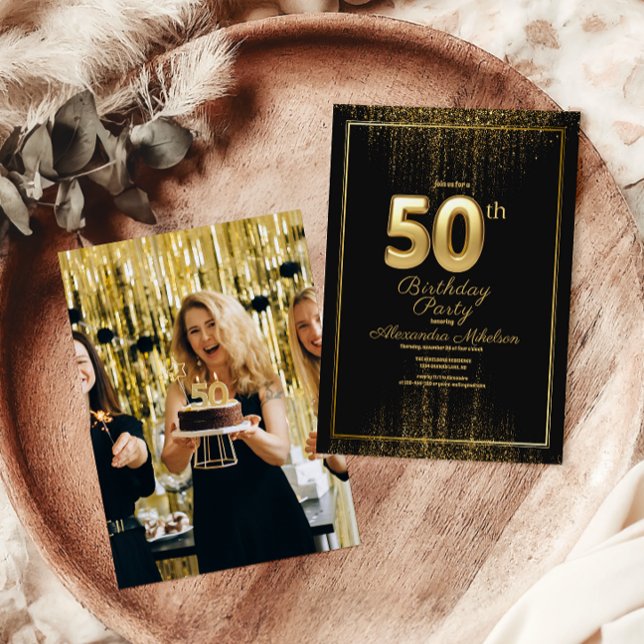 Invitación Tipografía de oro negro 50 años (Subido por el creador)