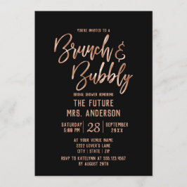 Invitación Tipografía de oro Rosa Brunch & Bubbly Bridal Show