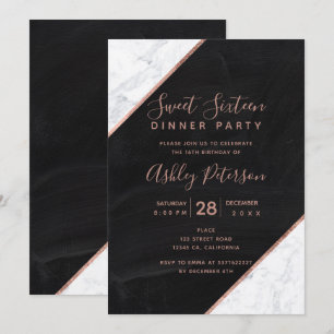 Invitación Tipografía de oro Rosa de mármol tablero de tipogr