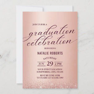 Invitación Típografía de oro Rosa moderno de la fiesta de gra