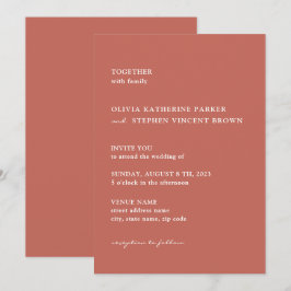 Invitación Tipografía de óxido marrón Boda moderno
