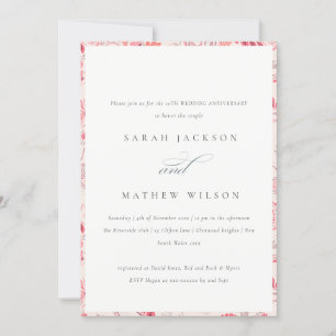 Invitación Tipografía de paisley de rubor chic para aniversar