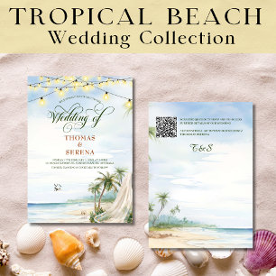 Invitación Tipografía de playa tropical Matrimonio de destino