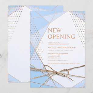 Invitación Tipografía de purpurina dorado Restaurante Apertur