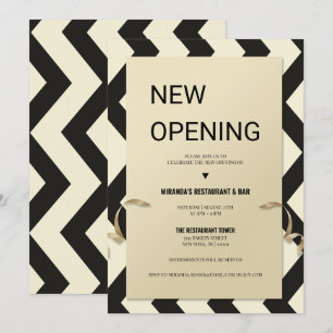 Invitación Tipografía de purpurina dorado Restaurante Apertur