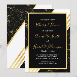 Invitación Tipografía de rayas de mármol de oro bl Ensayo Cen