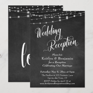 Invitación Tipografía de Recepción de Boda Pizarra Luces