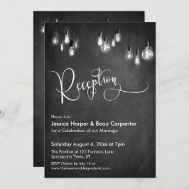 Invitación Tipografía de recepción, luces de Edison, pizarra