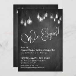 Invitación Tipografía de Recepción, Luces Edison, Pizarra