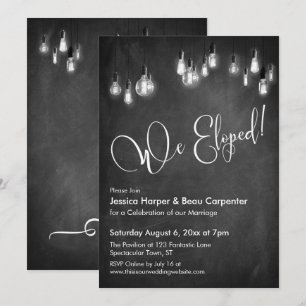 Invitación Tipografía de Recepción, Luces Edison, Pizarra
