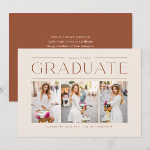 Invitación Tipografía de Terracota Boho Foto Graduación