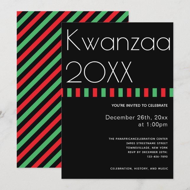 Invitación Tipografía de vacaciones Kwanzaa (Anverso / Reverso)