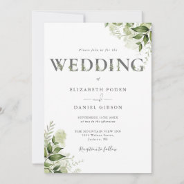Invitación Tipografía de Verde Boda Código QR