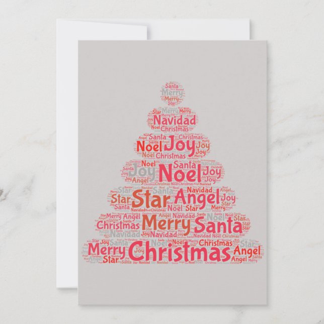 Invitación Tipografía del árbol de Navidad rojo (Anverso)