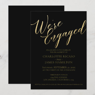 Invitación Tipografía del oro negro de la fiesta de compromis