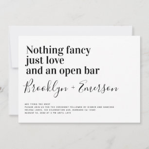 Invitación Tipografía divertida Boda blanco negro