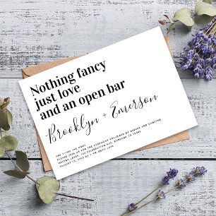 Invitación Tipografía divertida Boda blanco negro