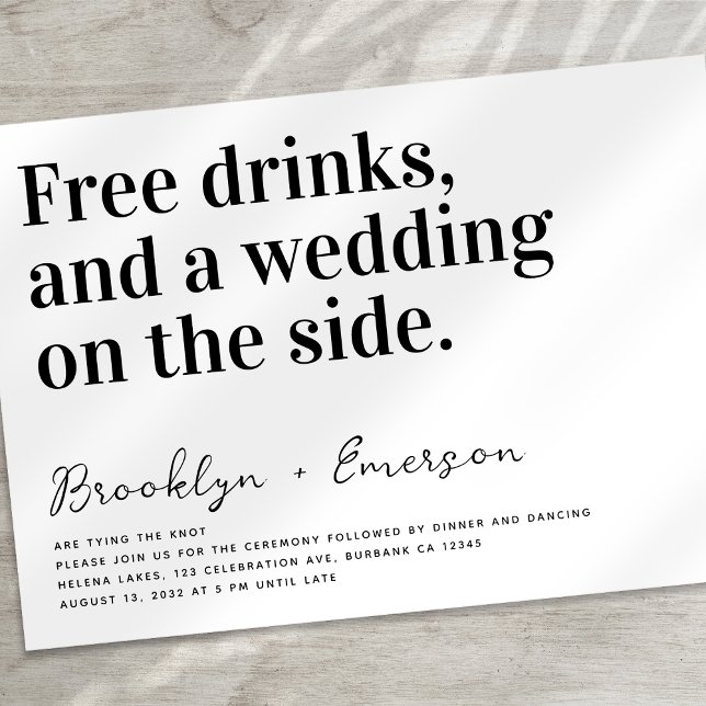 Invitación Tipografía divertida Boda blanco negro (Subido por el creador)