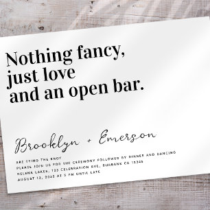 Invitación Tipografía divertida Boda blanco negro