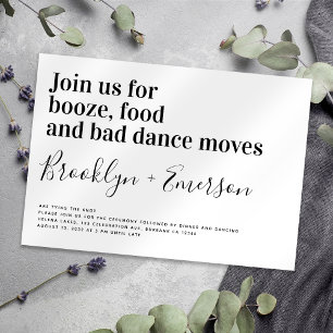 Invitación Tipografía divertida Boda blanco negro