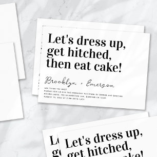 Invitación Tipografía divertida Boda blanco negro