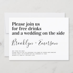 Invitación Tipografía divertida Boda blanco negro