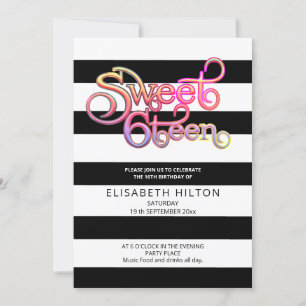 Invitación Tipografía divertida de Guay rayas modernas dulce