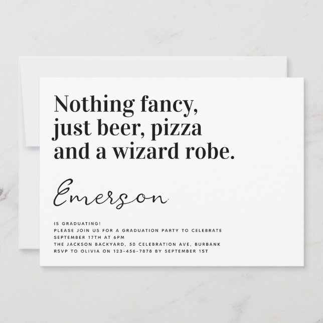 Invitación Tipografía divertida Nada Fiesta de Grad Fancy (Anverso)