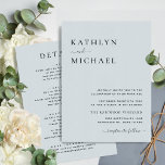 Invitación Tipografía Duste Azul Moderno, Todo En Un Boda<br><div class="desc">Tipografía Moderna Azul Dusto En Una Simple Tarjeta De Invitación A La Boda Minimalista. Celebra tu día especial con esta elegante y hermosa tarjeta de invitación a la boda para embellecer tu ocasión especial. Todos los textos están preorganizados para que puedas personalizarlos fácil y rápidamente con tus propios detalles. Si...</div>