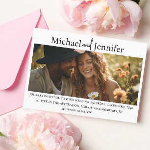 Invitación Tipografía Editorial Moderna Foto Boda