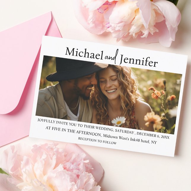 Invitación Tipografía Editorial Moderna Foto Boda (Subido por el creador)