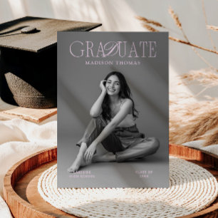 Invitación Tipografía Editorial Rosa Suave Graduación