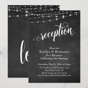 Invitación Tipografía Elaborada Pizarra Luces Recepción
