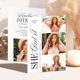 Invitación Tipografía Elegante Atemporal 4 Foto Graduación